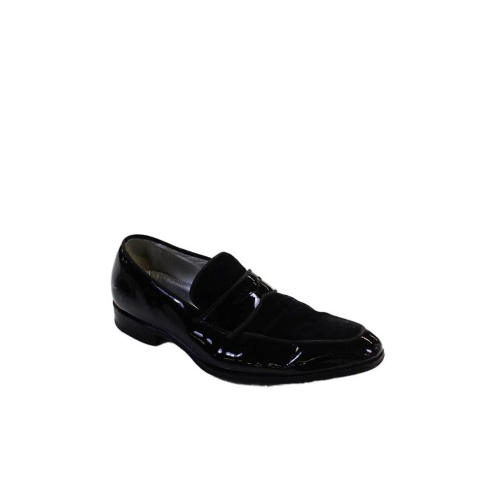 Victor Talbots Mens Patent Leather Slide On Dress Shoe Loafers Black Size 7.5